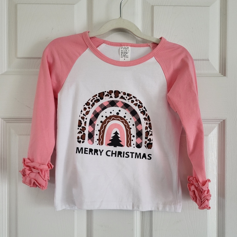 NWT Girl Merry Christmas Raglan Shirt